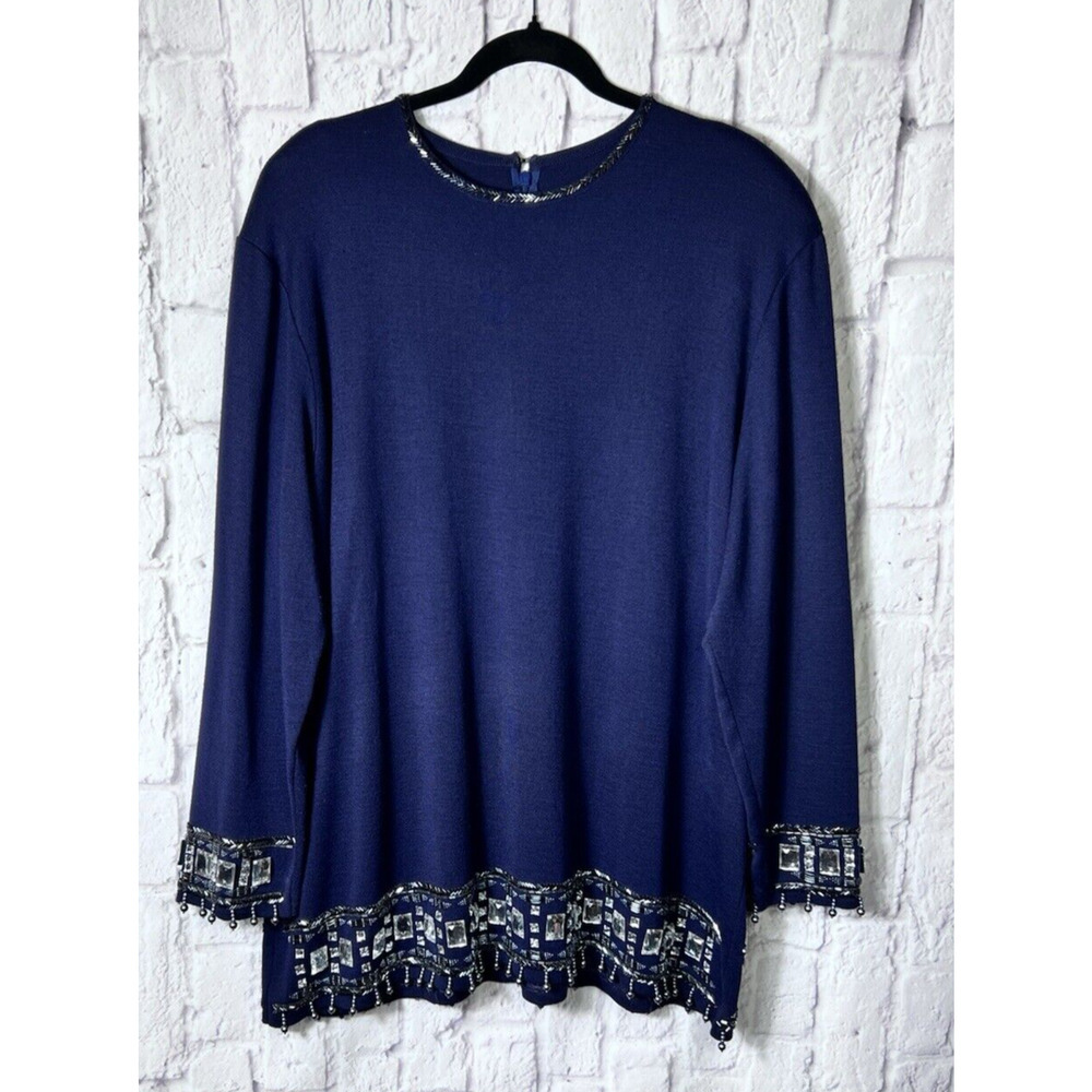 Outlander Vintage Embellished Sequin Top Long Sleeve Formal Night Out Size 44-46